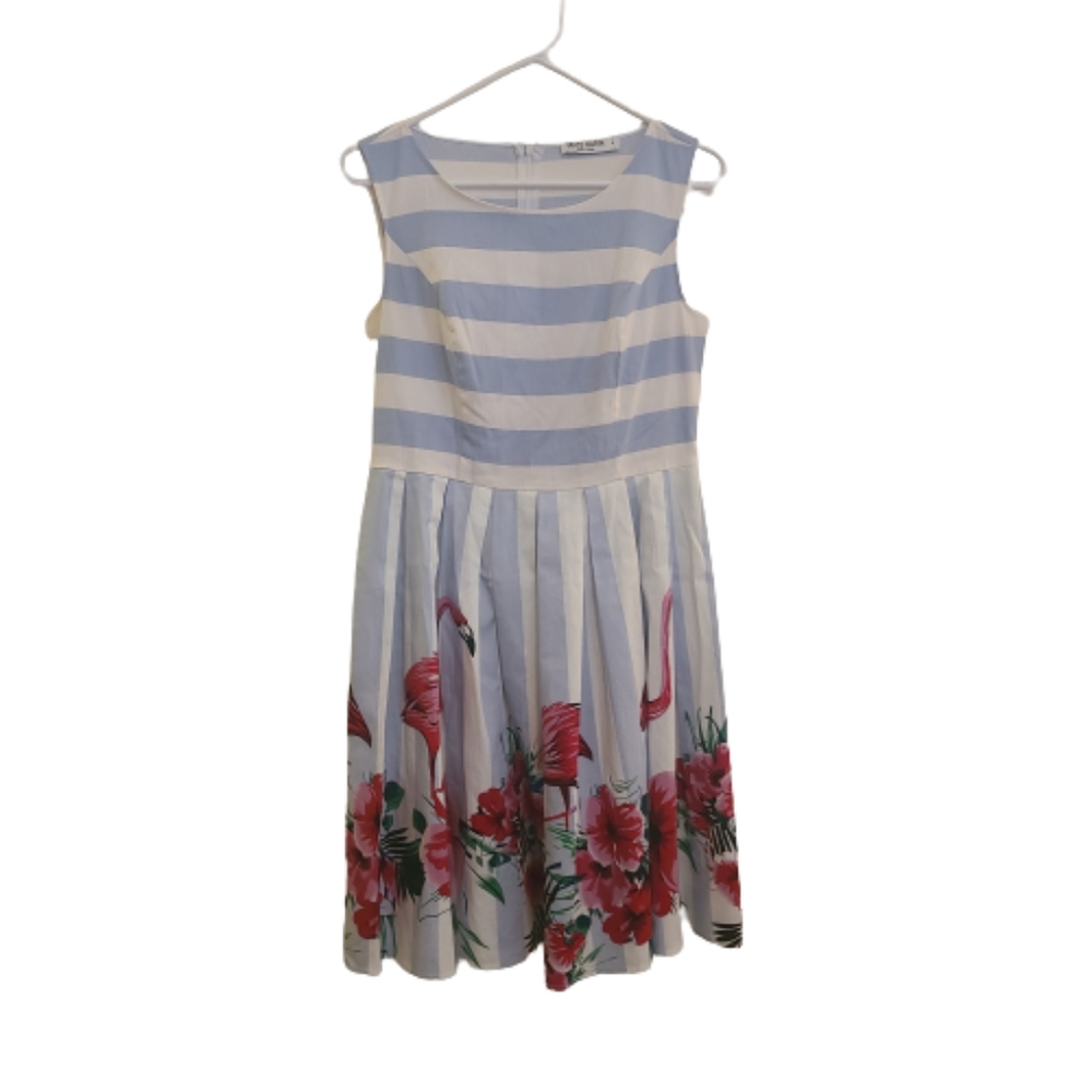 NWOT GRACE KARIN Vintage Stripe Flamingo Print A-Line Party